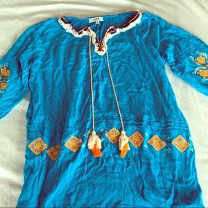 Turquoise boho tunic